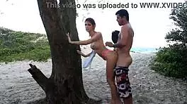 Redhead teen with big tits at the beach, what happened?