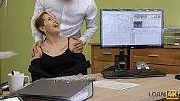 I get blowjob and fuck curvy teen 18+ during loan interview for her business