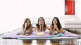 these nasty teen bitches are sharing one huge cock amazingly