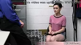 Hey, cute Jade got caught shoplifting, and now the mall cop's gonna punish that tight pussy with rough doggy and blowjob! 😈