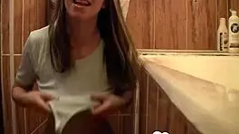 Brunette Rips Clothes in Naughty Striptease and Masturbates on Camera