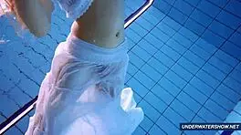 Amazing hairy underwater show by marketa in bikini at the pool 😍