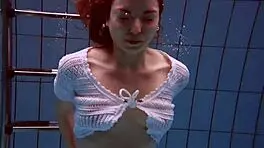 Amazing hairy underwater show by marketa in bikini at the pool 😍