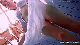 Amazing hairy underwater show by marketa in bikini at the pool 😍