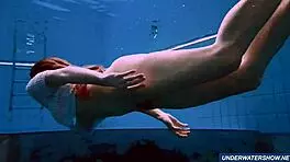 Amazing hairy underwater show by marketa in bikini at the pool 😍