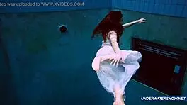 Amazing hairy underwater show by marketa in bikini at the pool 😍