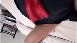 Is petite latina teen 18+ recording her sexy body with big ass and tight pussy?