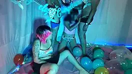 Stepsister's 18th orgy with two cocks 😈