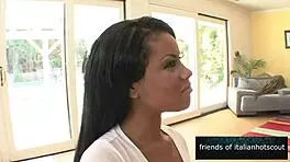 Beautiful mulatto girl receives cum on her ass after riding.