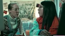 i'm a busty babe ganged by two horny teen lesbos