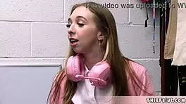 cute game streamer caught shoplifting gets her tiny pussy destroyed