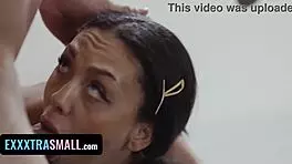 Mischievous step-daughter craves step-daddy's attention. She'll suck and lick to get it.