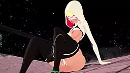 Spider-Gwen Gwen Stacy Masturbates and Gets Fucked on Rooftop