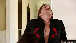 pretty stepdaughter gets titty fucked intensely then rides in cowgirl position