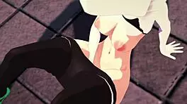 Spider-Gwen Gwen Stacy Masturbates and Gets Fucked on Rooftop