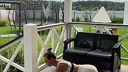 stretching session turns into sexy morning fun with cute teen 18+ babe next door