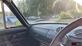 Public Pickup Turns Wild as Cute Girl Rides in Car and on Hard Cock for Fun