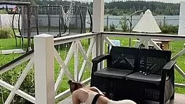 stretching session turns into sexy morning fun with cute teen 18+ babe next door