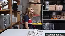 Man Catches Hot Thief Sucking His Cock Bent Over At Work In Hidden POV.