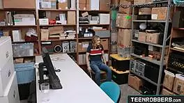 Man Catches Hot Thief Sucking His Cock Bent Over At Work In Hidden POV.