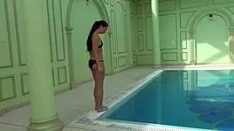 kittina ivory undresses in the swimming pool