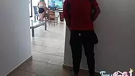 While husband plays, uncle fucks me hard in living room corner