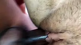 Watch this white teen's pussy getting stretched by mature guy.