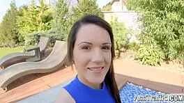 ass traffic brunette bends over and gets fucked in the ass