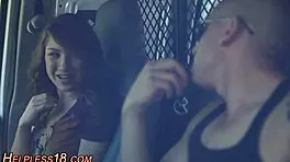 tiny teen hitchhiker picked up for rough fingering session