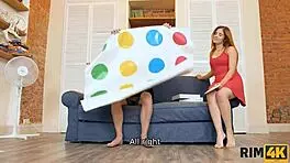 Red-Haired Girl's Twister Game Turns Intimate