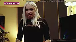 Chubby blonde teen masturbates solo with big tits.