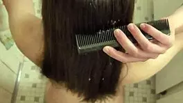 Fetish Cumshot in Hair and Brushing Through