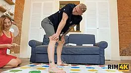 Red-Haired Girl's Twister Game Turns Intimate