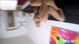 German teen caught RIDING big cock, helped to CUM in college