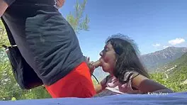 Young hiker meets stranger in mountains for unusual shower and facial.