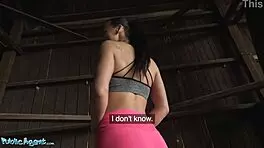 Hot fitness babe shows big ass for cash, then takes big cock penetration and facial cum