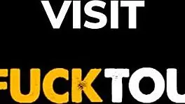 Massive stud dives into petite Latina's tight holes during wild 69 blowjob session.