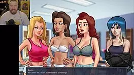 In the summertime saga, I despise the new school policy while mommy and teen explore big cocks in the shower