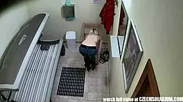 Spy On Pierced Pussy Of Blonde Czech Teen 18+ In Tanning Bed.