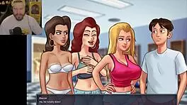 In the summertime saga, I despise the new school policy while mommy and teen explore big cocks in the shower