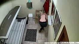 Spy On Pierced Pussy Of Blonde Czech Teen 18+ In Tanning Bed.
