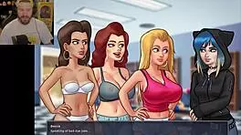 In the summertime saga, I despise the new school policy while mommy and teen explore big cocks in the shower