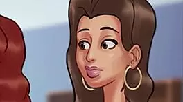 In the summertime saga, I despise the new school policy while mommy and teen explore big cocks in the shower