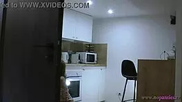 Petite 18+ Latina wife flashes big ass in kitchen. No panties or bra in summer dress.