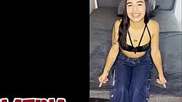 Tiny Latina teen experiences her first porn casting with cum facial