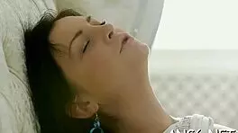 agreeable chick sucks cock wildly after her tight pussy gets slammed hard