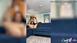 girl fingering her pussy passionately after watching porn