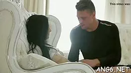 agreeable chick sucks cock wildly after her tight pussy gets slammed hard