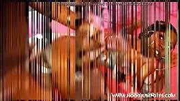 young black girl in homemade scene with huge facial