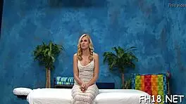 In real massage parlor, teen gets oiled and fucked hard